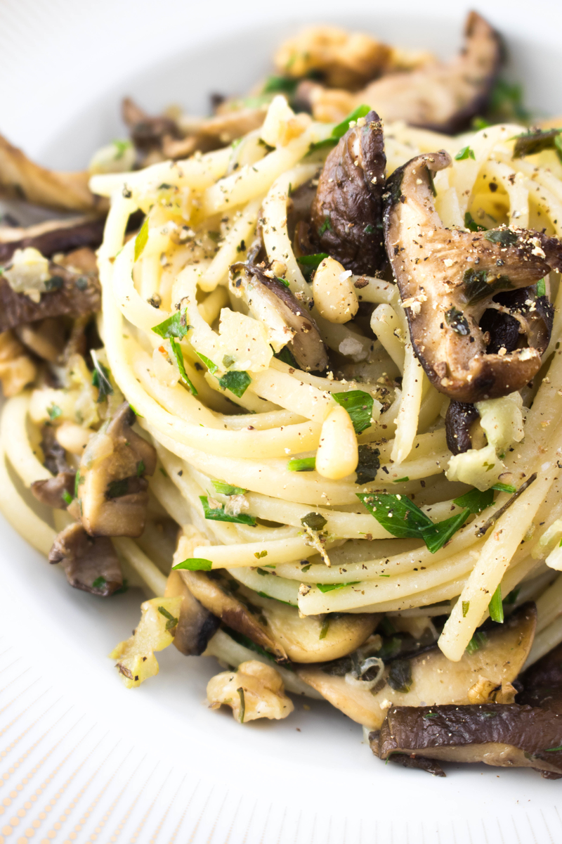 Three Mushroom Pasta - A Hedgehog in the Kitchen